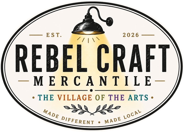 Rebel Craft Mercantile. The Village of the Arts. Est. 2026.